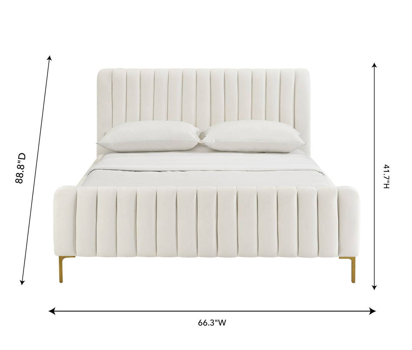 Smithdown Platform Velvet Queen Bed - Cream