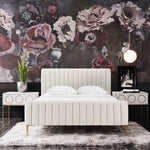 Smithdown Platform Velvet Queen Bed - Cream