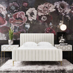 Smithdown Platform Velvet Queen Bed - Cream
