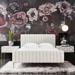 Smithdown Platform Velvet King Bed - Cream