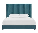 Beavais Platform Velvet Queen Bed - Sea Blue