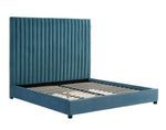 Beavais Platform Velvet Queen Bed - Sea Blue