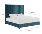 Beavais Platform Velvet Queen Bed - Sea Blue