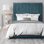 Beavais Platform Velvet Queen Bed - Sea Blue
