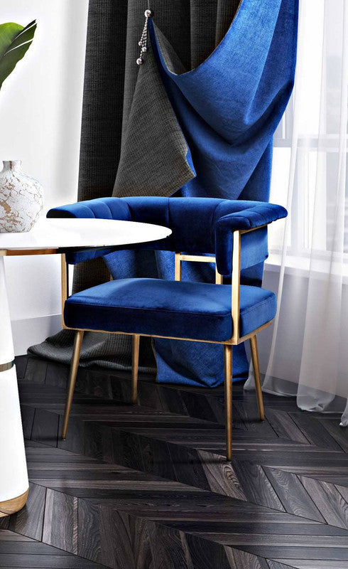 Aalwyn Velvet Dining Chair - Navy