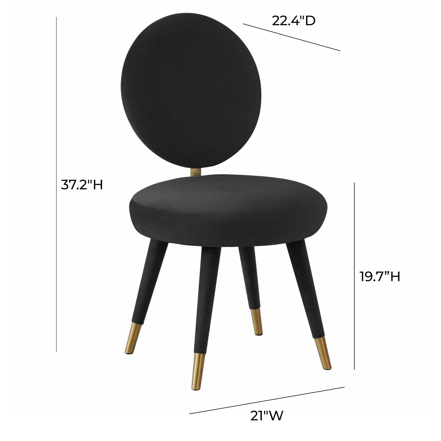 Marisbu Velvet Dining Chair - Black