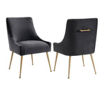 Aries Velvet Dining Chair - Grey/Gold