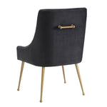 Aries Velvet Dining Chair - Grey/Gold