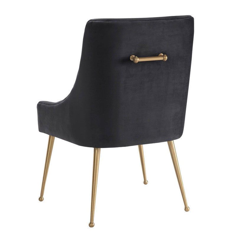 Aries Velvet Dining Chair - Grey/Gold