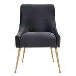 Aries Velvet Dining Chair - Grey/Gold