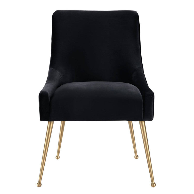 Aries Velvet Dining Chair - Black