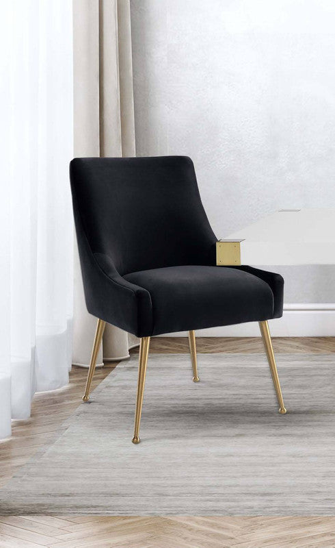 Aries Velvet Dining Chair - Black