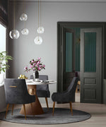 Aries Pleated Velvet Dining Chair - Grey/Gold