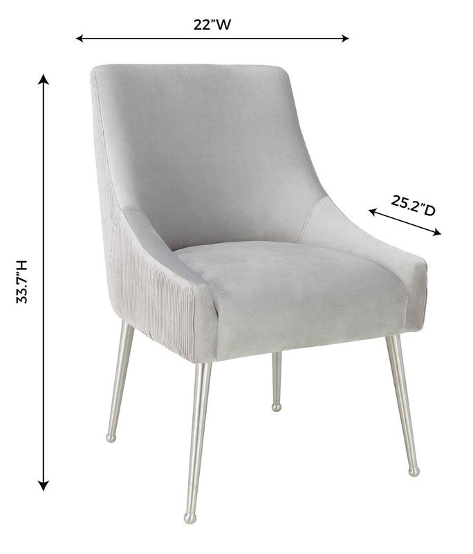 Aries Velvet Dining Chair - Grey