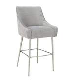 Aries Velvet Counter Stool - Light Grey