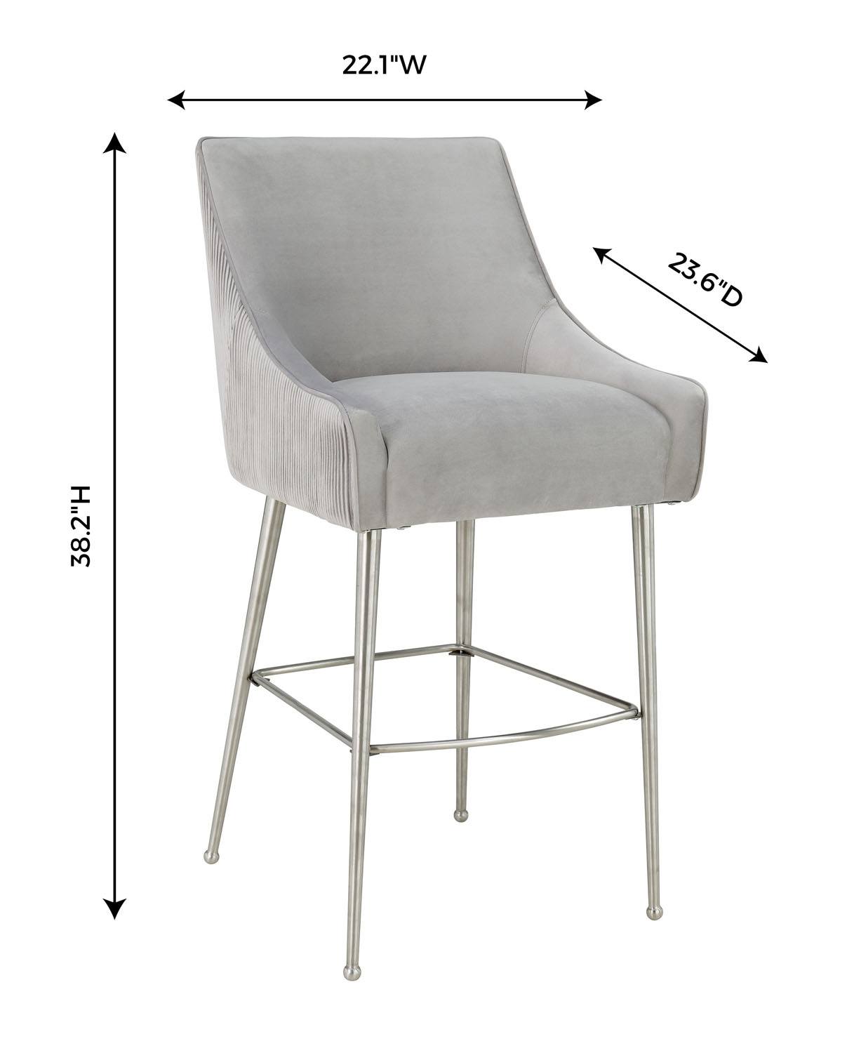 Aries Velvet Counter Stool - Light Grey