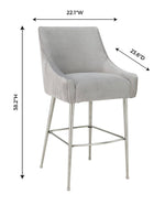 Aries Velvet Counter Stool - Light Grey