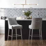 Aries Velvet Counter Stool - Light Grey