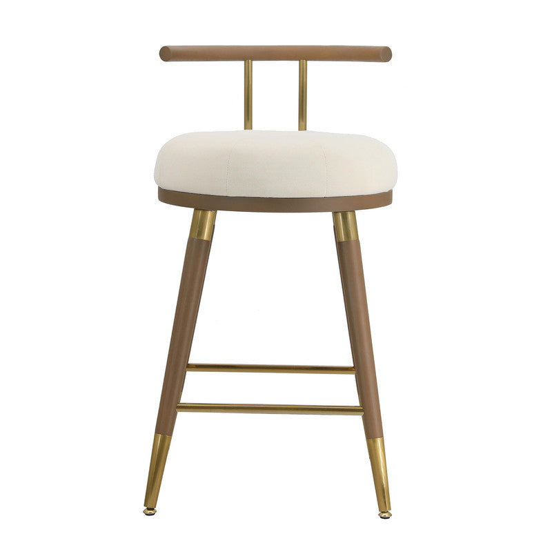 Foggia Velvet Bar Stool - Cream