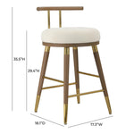 Foggia Velvet Bar Stool - Cream
