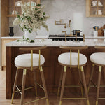 Foggia Velvet Bar Stool - Cream