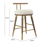 Foggia Velvet Counter Stool - Cream