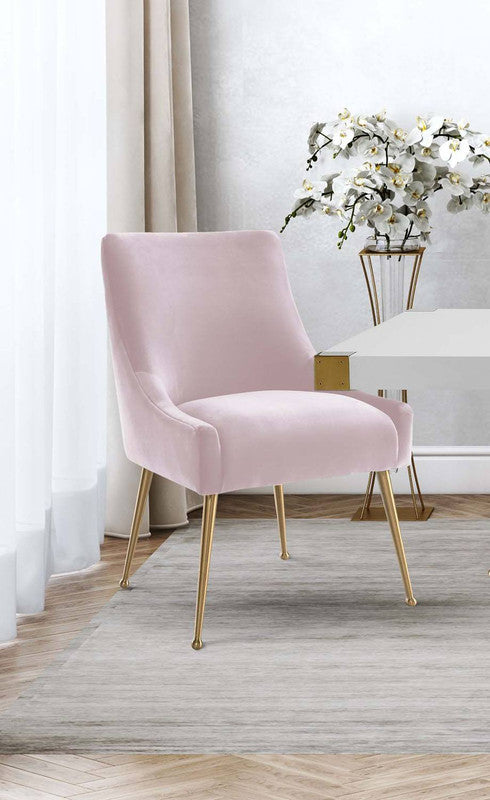 Aries Velvet Dining Chair - Blush