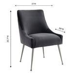 Aries Velvet Dining Chair - Grey/Silver