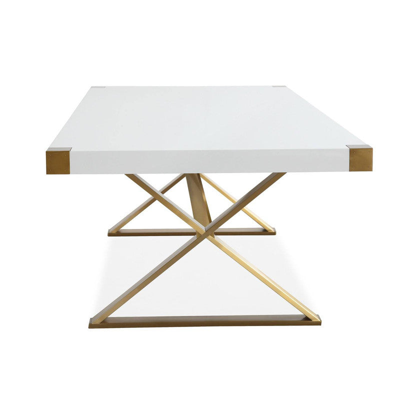 Zinna 95" Dining Table - White/Gold