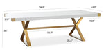Zinna 95" Dining Table - White/Gold