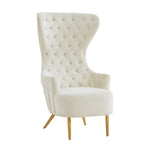 Chiku Velvet Wingback Accent Chair - Cream