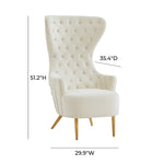 Chiku Velvet Wingback Accent Chair - Cream