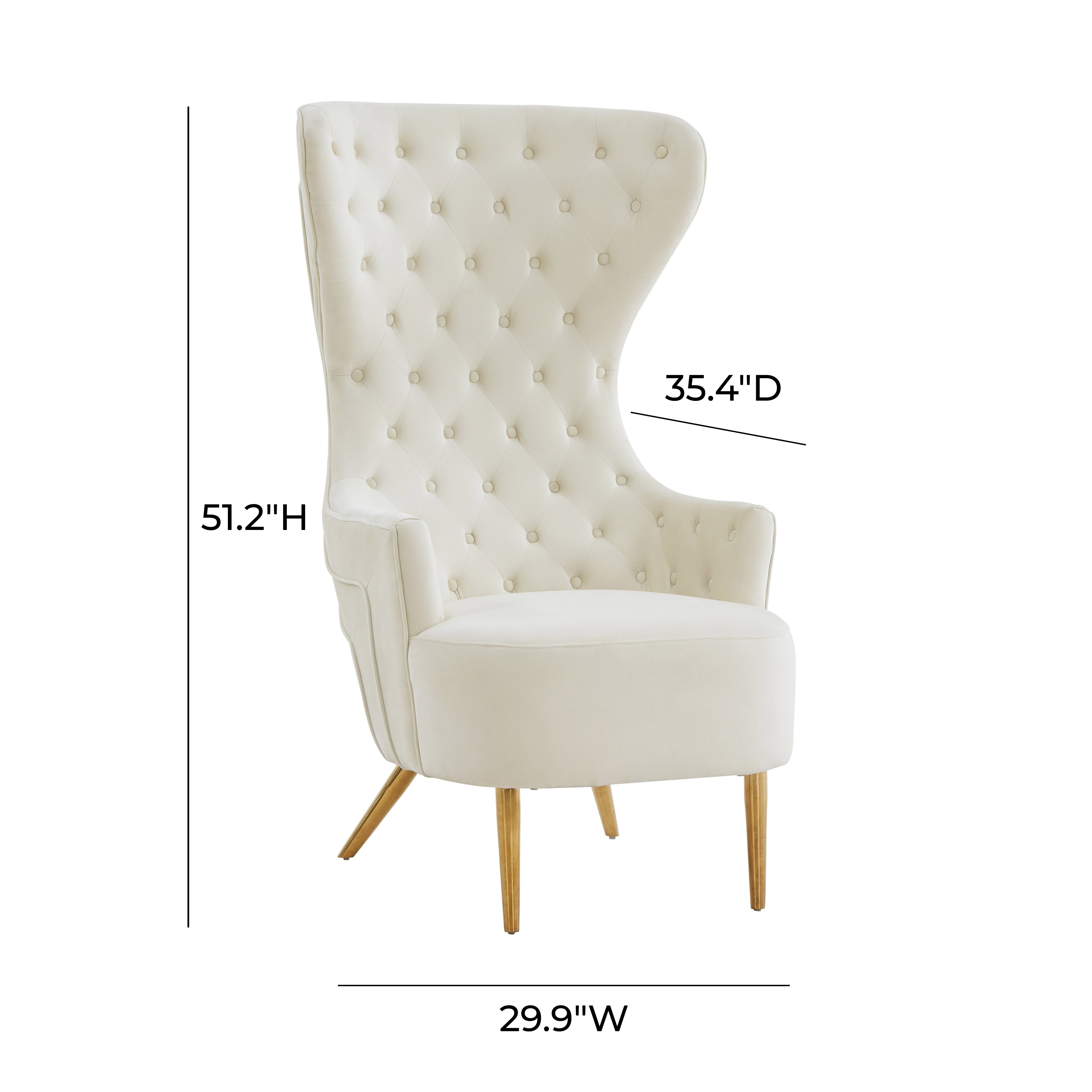 Chiku Velvet Wingback Accent Chair - Cream