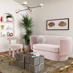 Shugir Curved Back Velvet Loveseat - Blush