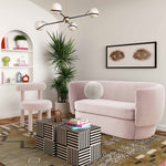 Shugir Curved Back Velvet Loveseat - Blush