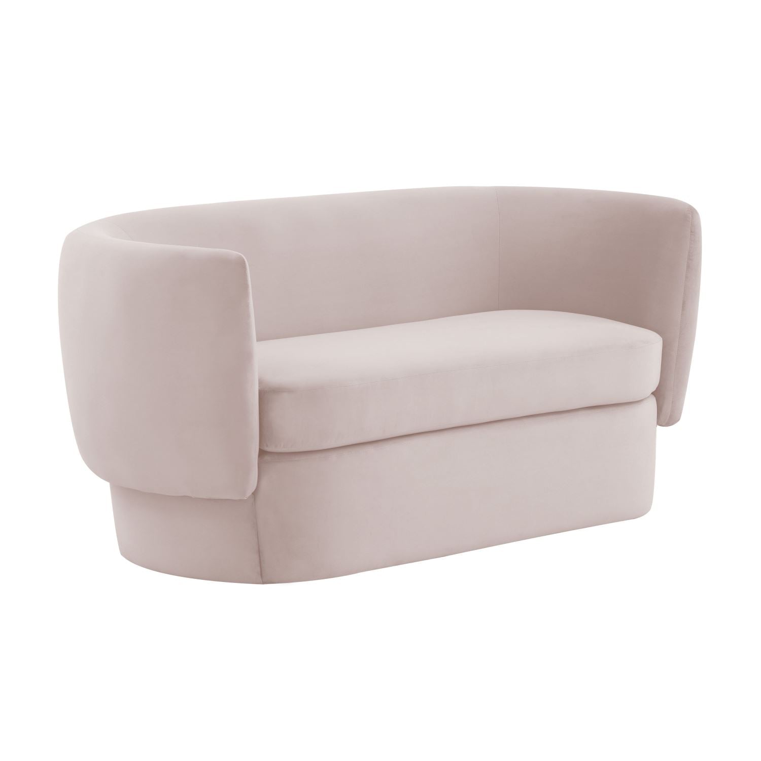 Shugir Curved Back Velvet Loveseat - Blush
