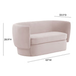Shugir Curved Back Velvet Loveseat - Blush