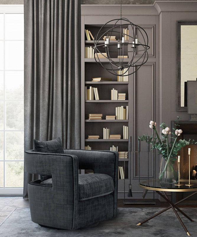 Esselen Velvet Swivel Accent Chair - Black