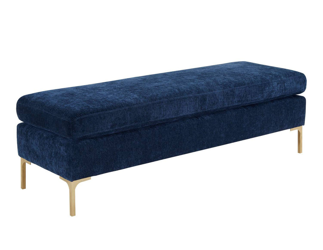 Calix Textured Velvet Bench - Navy