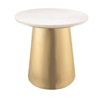 Asbes End Table - Gold/White Marble
