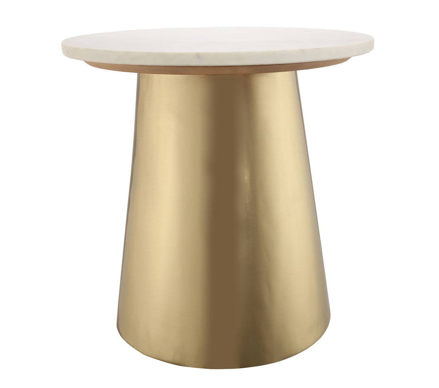 Asbes End Table - Gold/White Marble