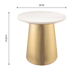 Asbes End Table - Gold/White Marble