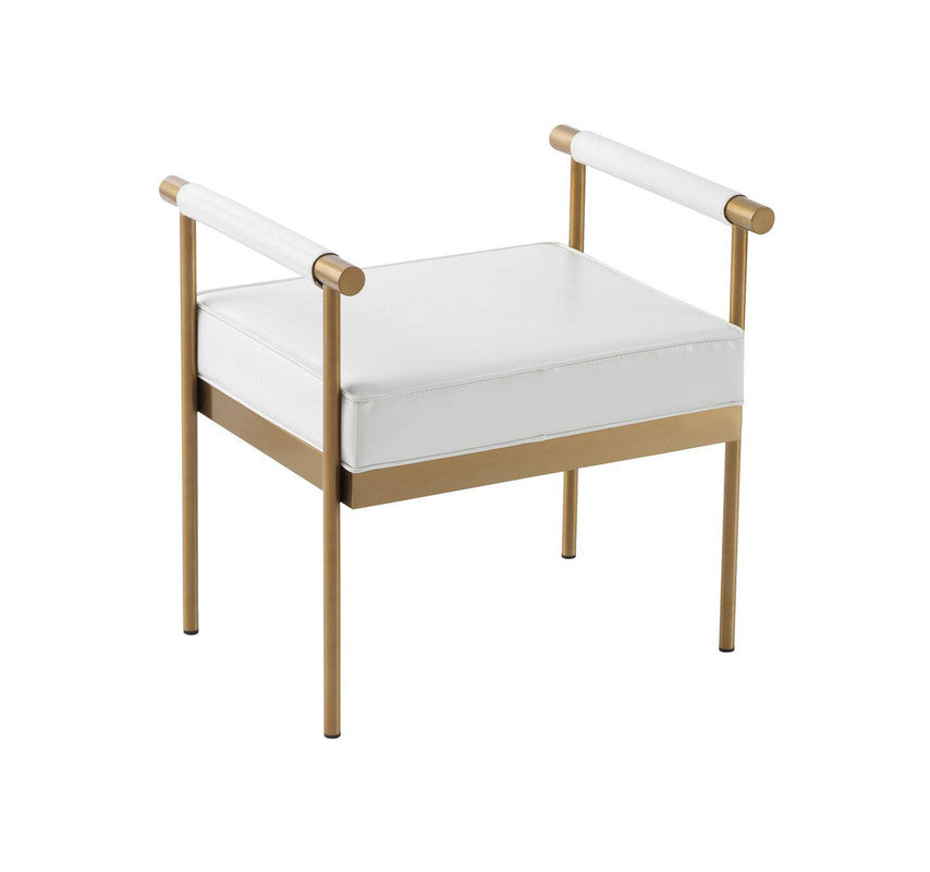 Misia Vegan Leather Bench - White