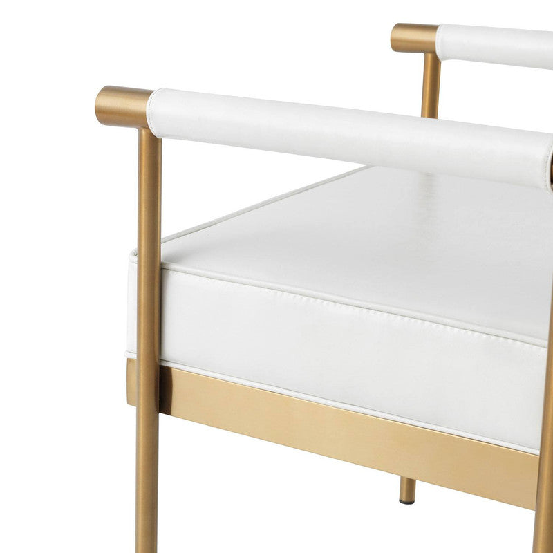 Misia Vegan Leather Bench - White