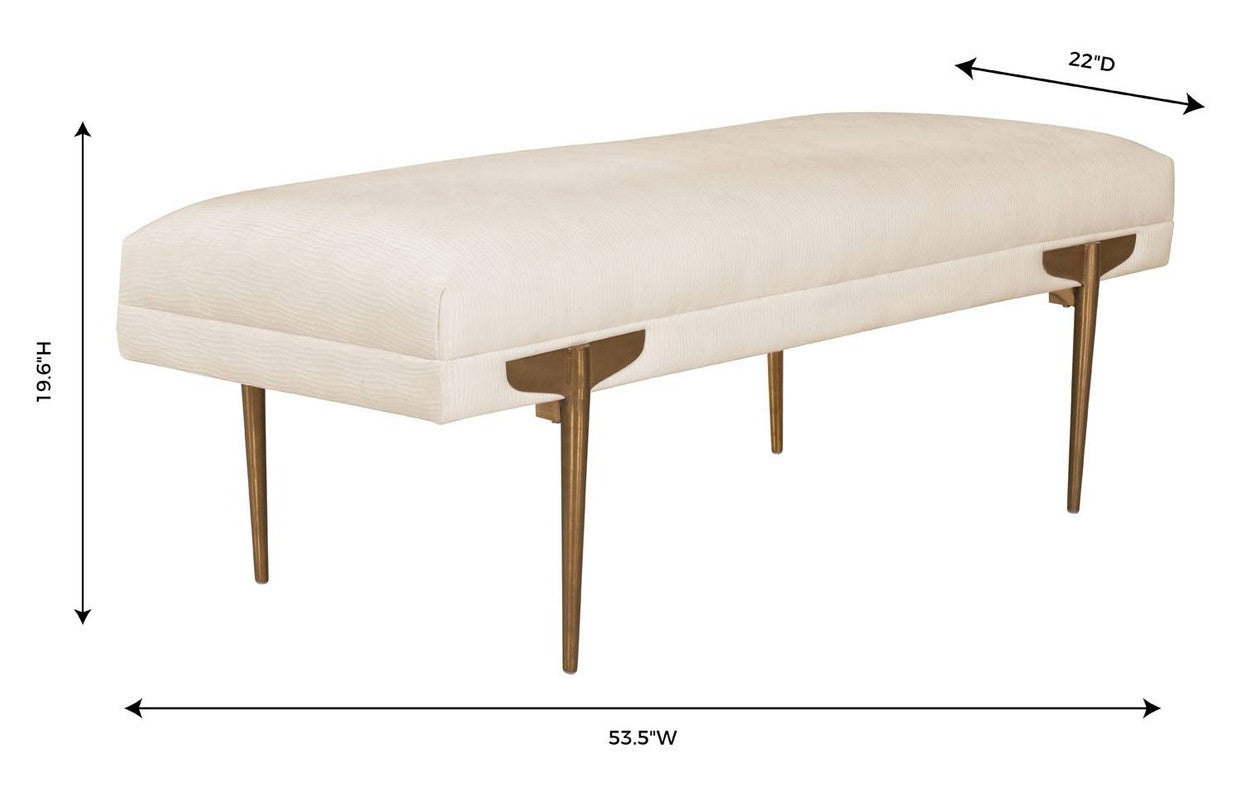 Bangor Velvet Bench - Off-White
