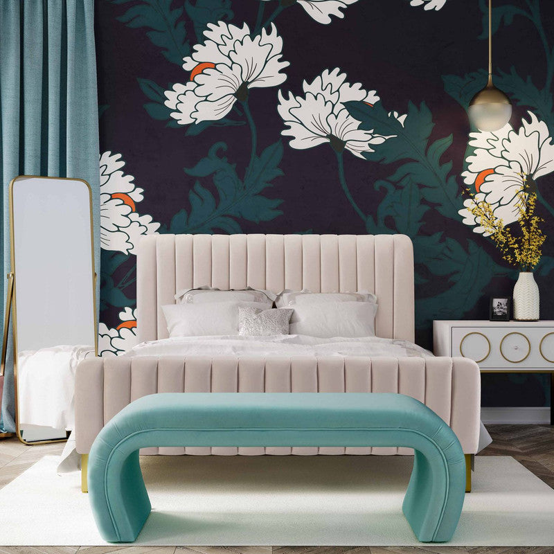 Exeter Velvet Bench - Bright Blue