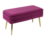 Zeo Velvet Storage Bench - Purple