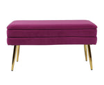Zeo Velvet Storage Bench - Purple