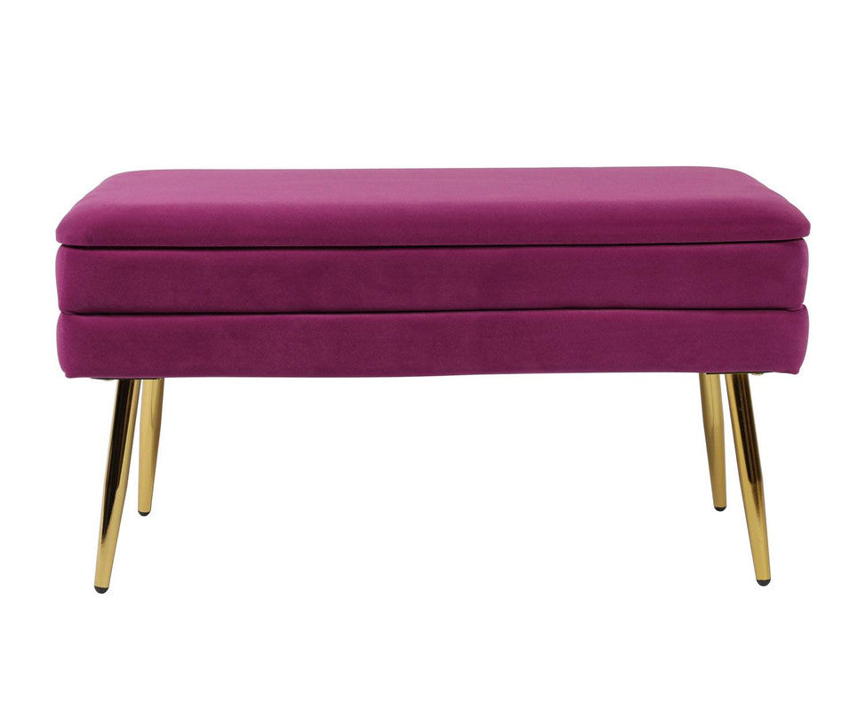 Zeo Velvet Storage Bench - Purple