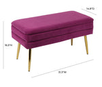 Zeo Velvet Storage Bench - Purple